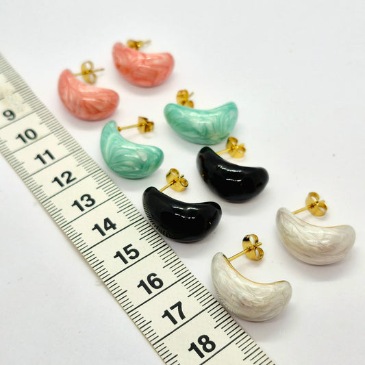 Enamel Raindrop Earrings in Gold Plated Stainless Steel