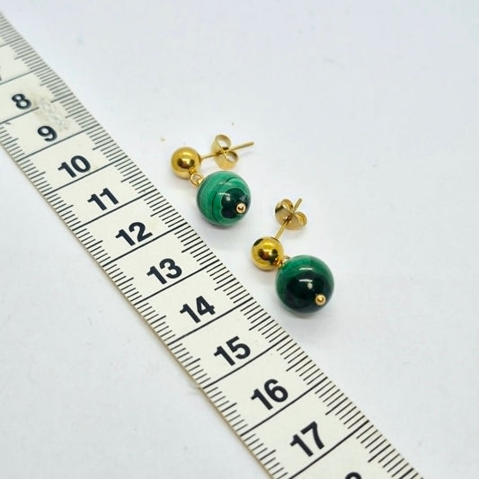 Natural Malachite Earrings in Stainless Steel