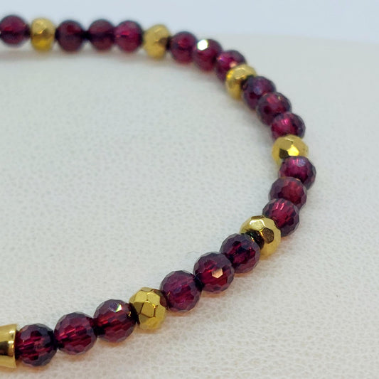 Natural Garnet Stone Bracelet with 4mm Stones