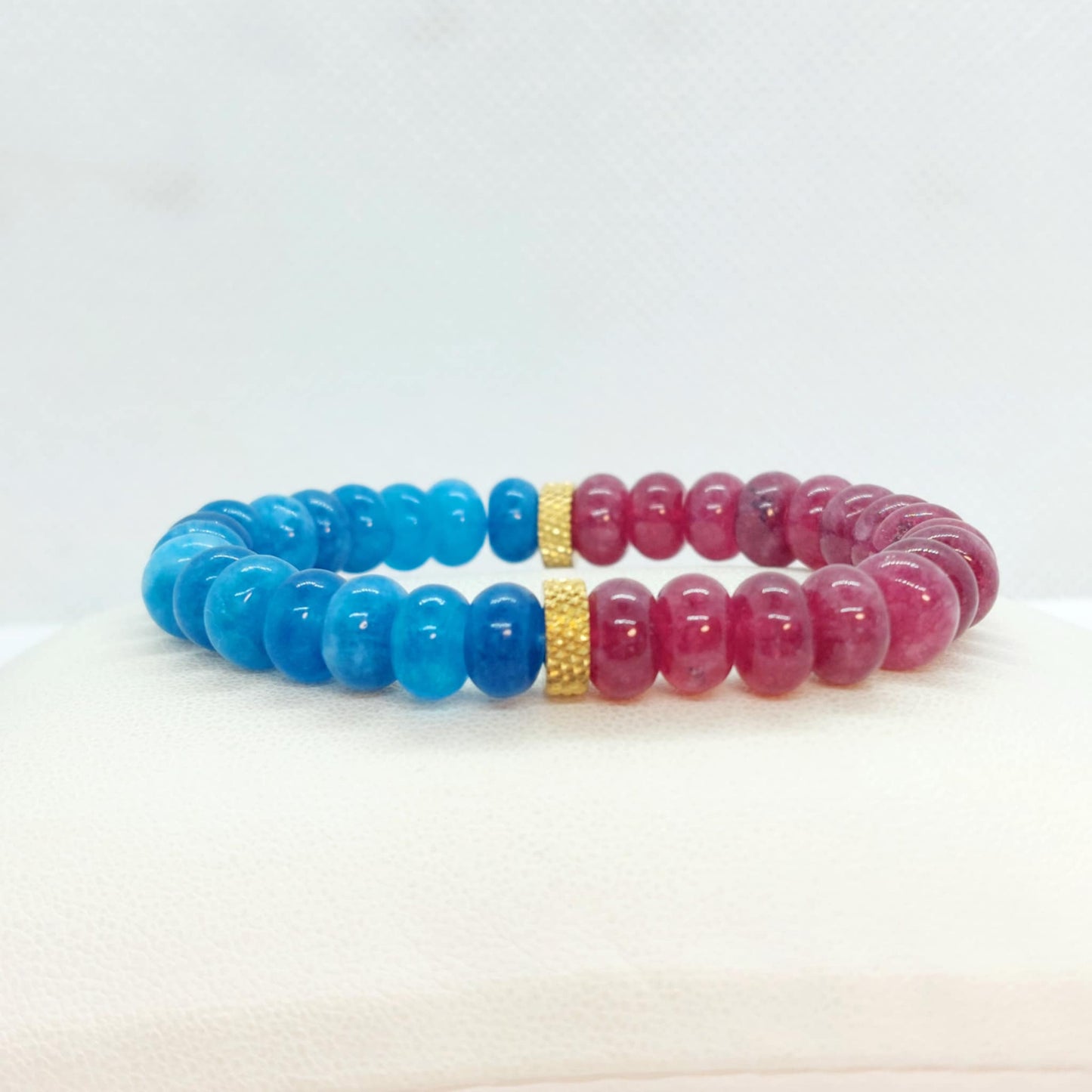 Natural Garnet and Blue Apatite Bracelet with 8x5mm Stones