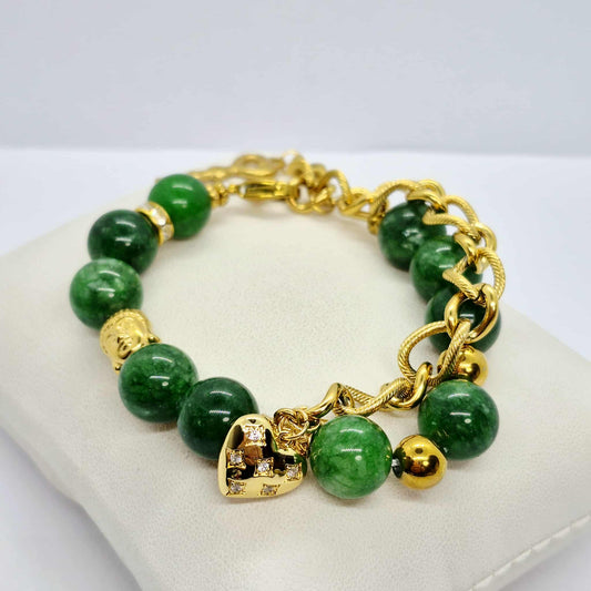 Natural Chinese Jade Bracelet in 12mm Stones