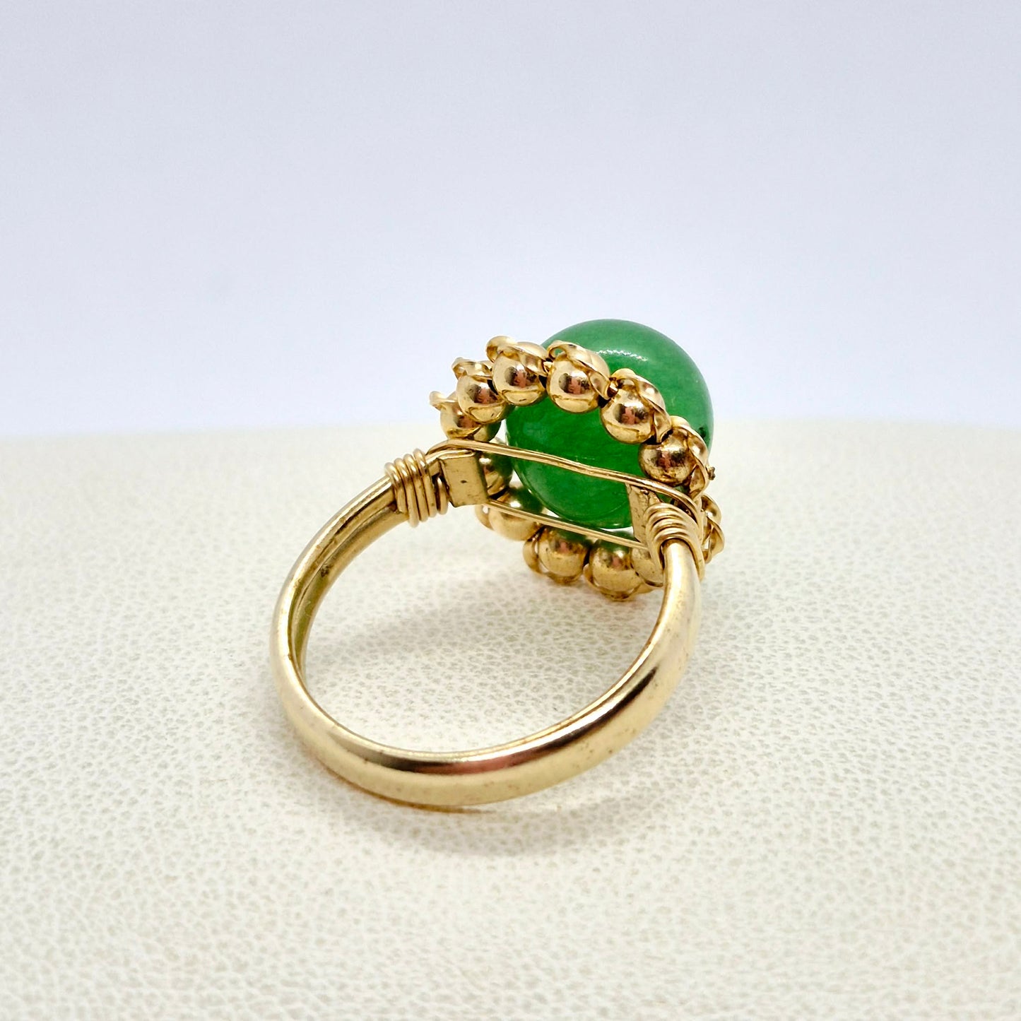 Natural Hetian Jade Ring in 10K Solid Gold