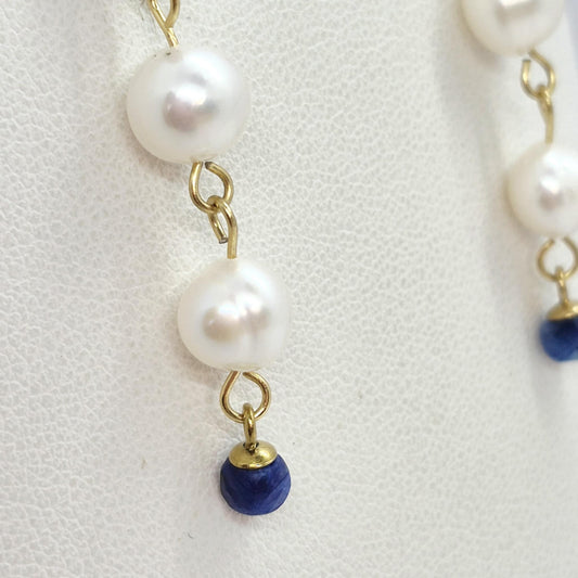 Natural Pearl Dangle Earrings in Gold Plated Stainless Steel