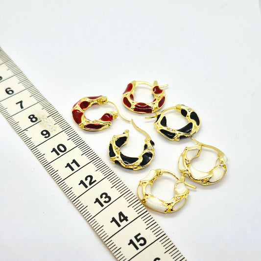 Enamel Hoop Earrings in Gold Plated Stainless Steel