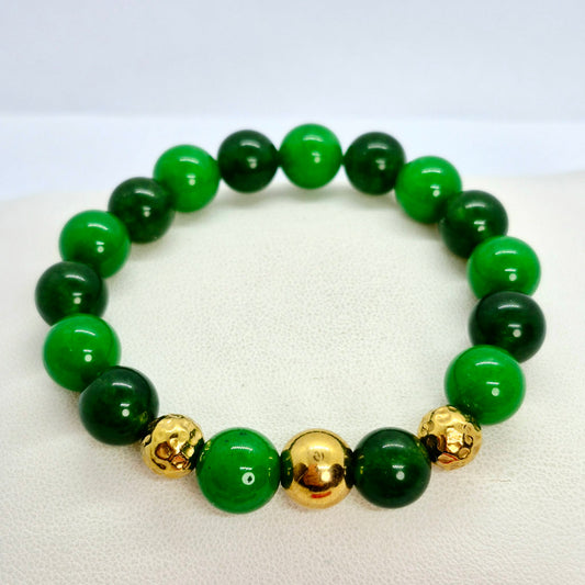 Natural Hetian and South China Jade Bracelet in 10mm Stones