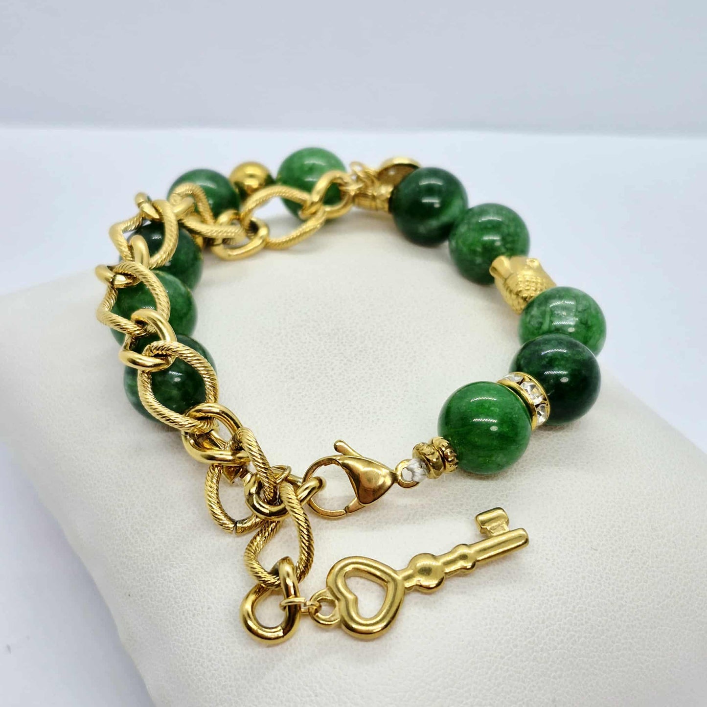 Natural Chinese Jade Bracelet in 12mm Stones