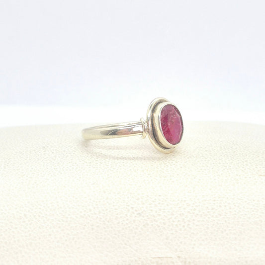 Natural Ruby Stone Ring in Sterling Silver Setting