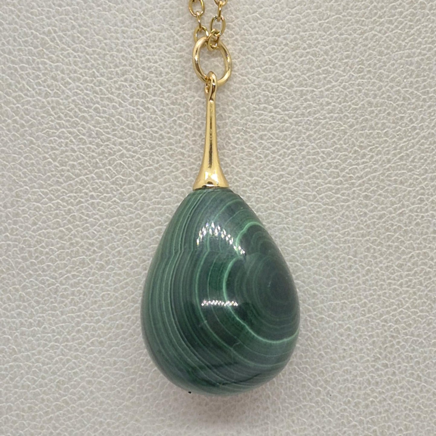 Natural Malachite Raindrop Set with Stainless Steel Gold Plated Chain Necklace