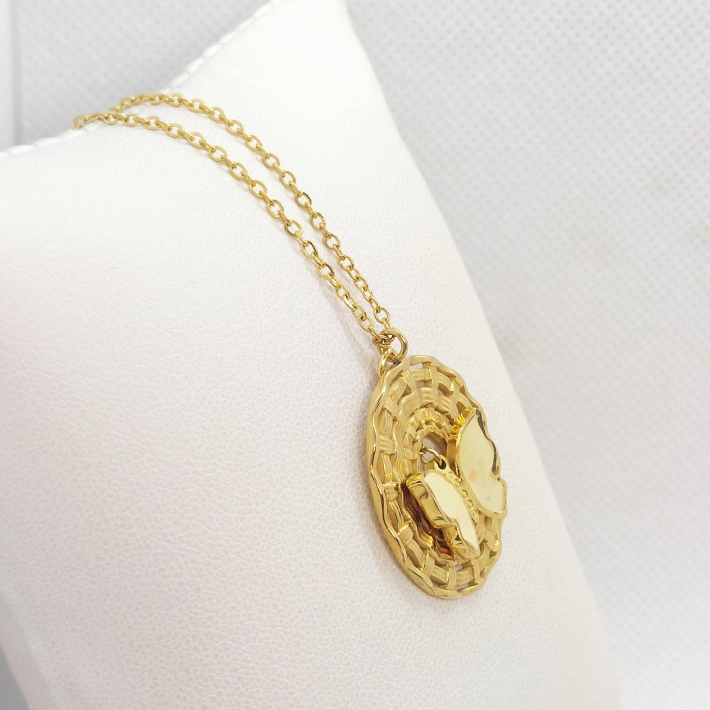 Butterfly Pendant with Stainless Steel Gold Plated Chain Necklace
