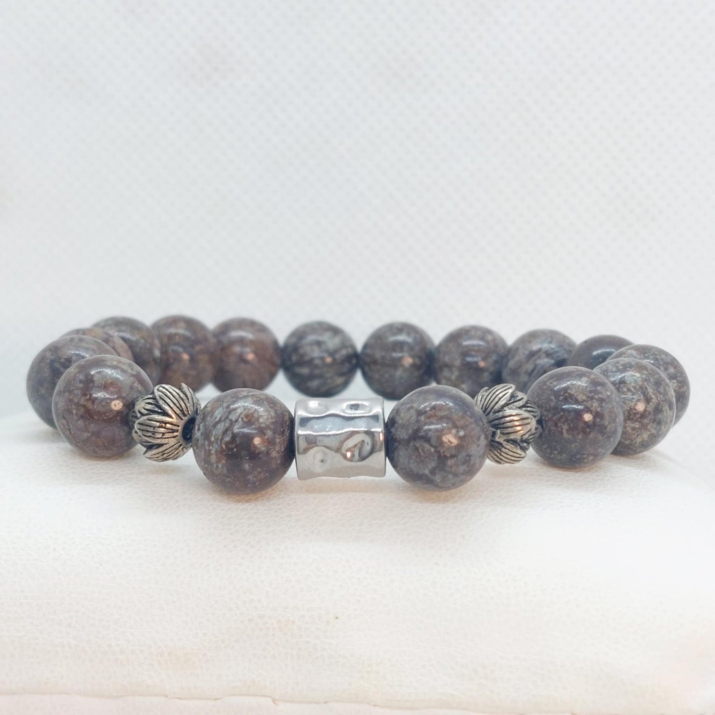 Natural Brown Snow Obsidian Bracelet with 10mm Stones