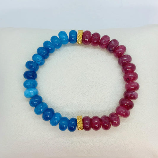 Natural Garnet and Blue Apatite Bracelet with 8x5mm Stones