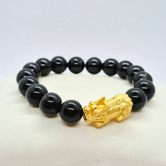 Natural Black Tourmaline Bracelet in 12mm Stone
