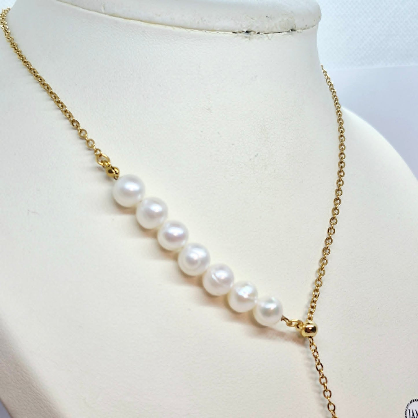 Natural 10mm Pearl Necklace and 12mm Pearl Pendant with Gold Plated Stainless Steel Chain