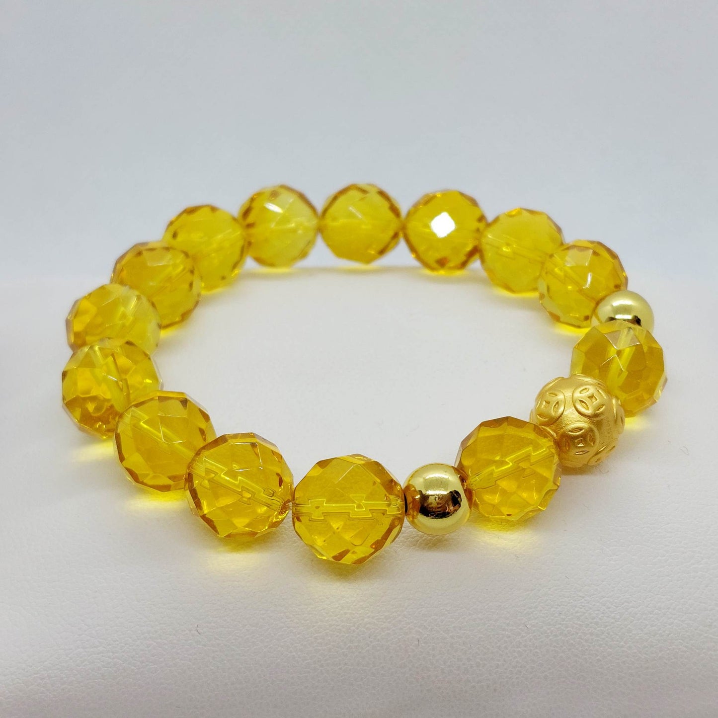 Natural Faceted Citrine Bracelet with 12mm Stones