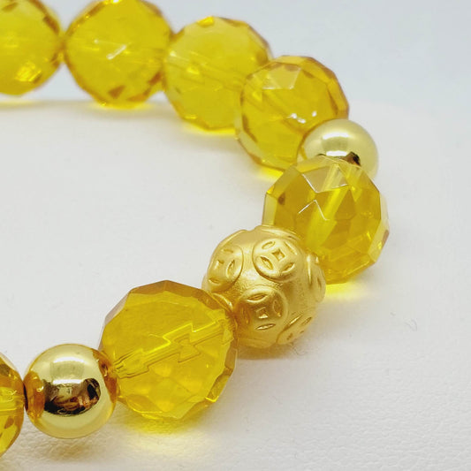 Natural Faceted Citrine Bracelet with 12mm Stones
