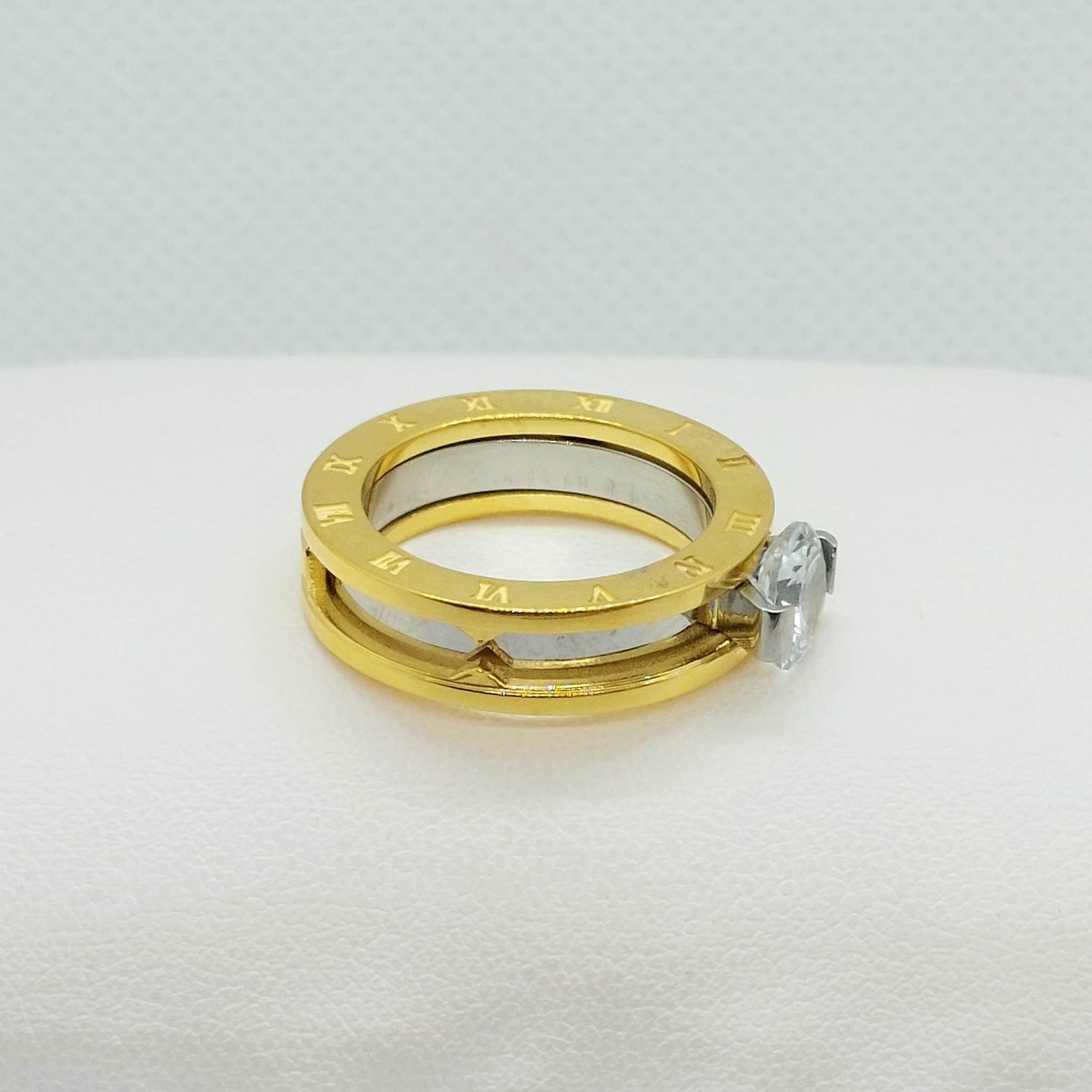 Two-in-one Zircon Ring in Stainless Steel