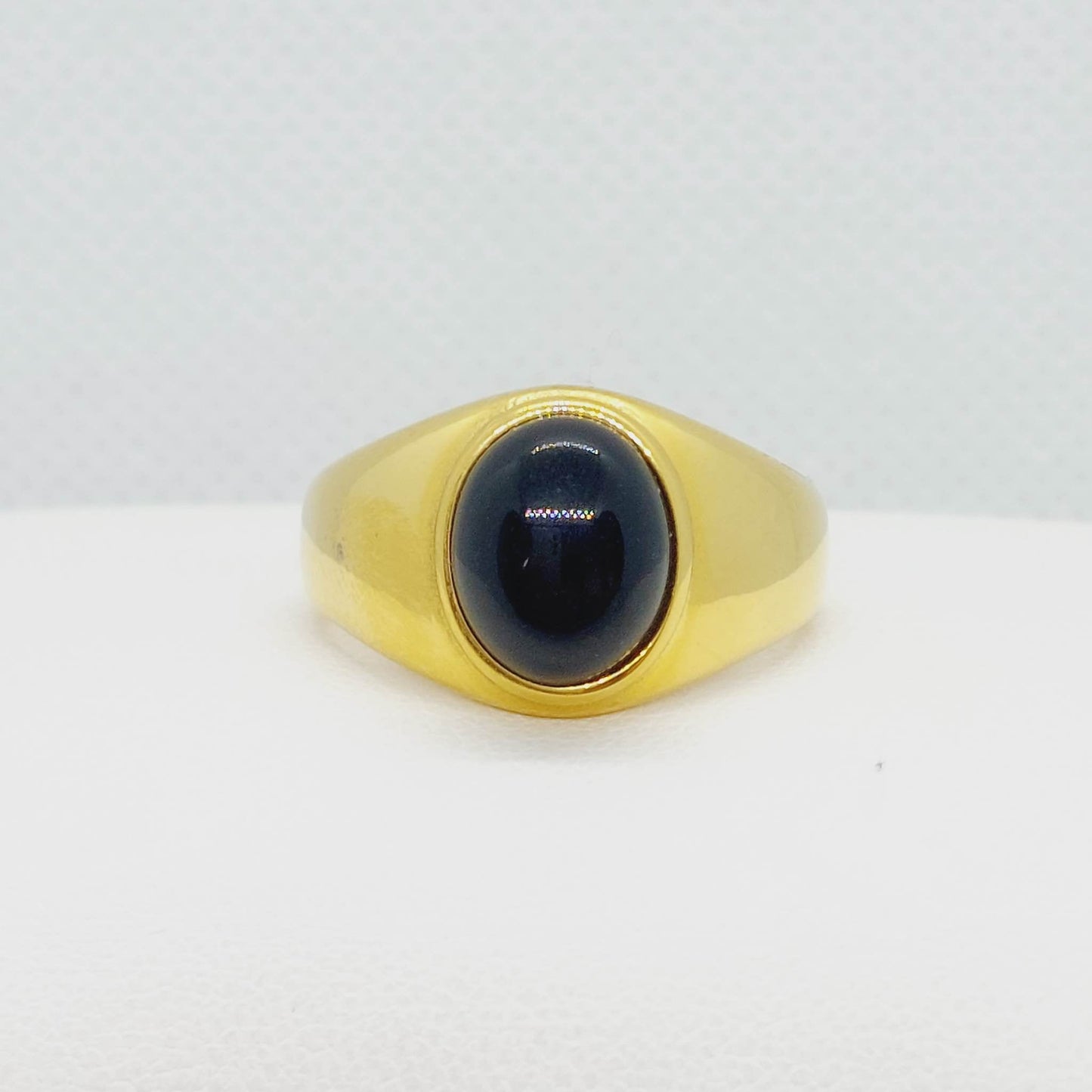 Natural Obsidian Ring in Gold Plated Stainless Steel
