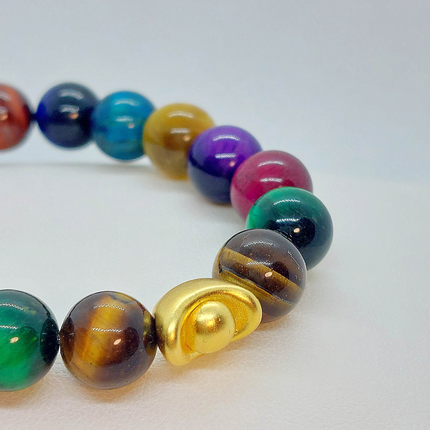 Mixed Tiger Eye Bracelet with Money Bag with 10mm Stones