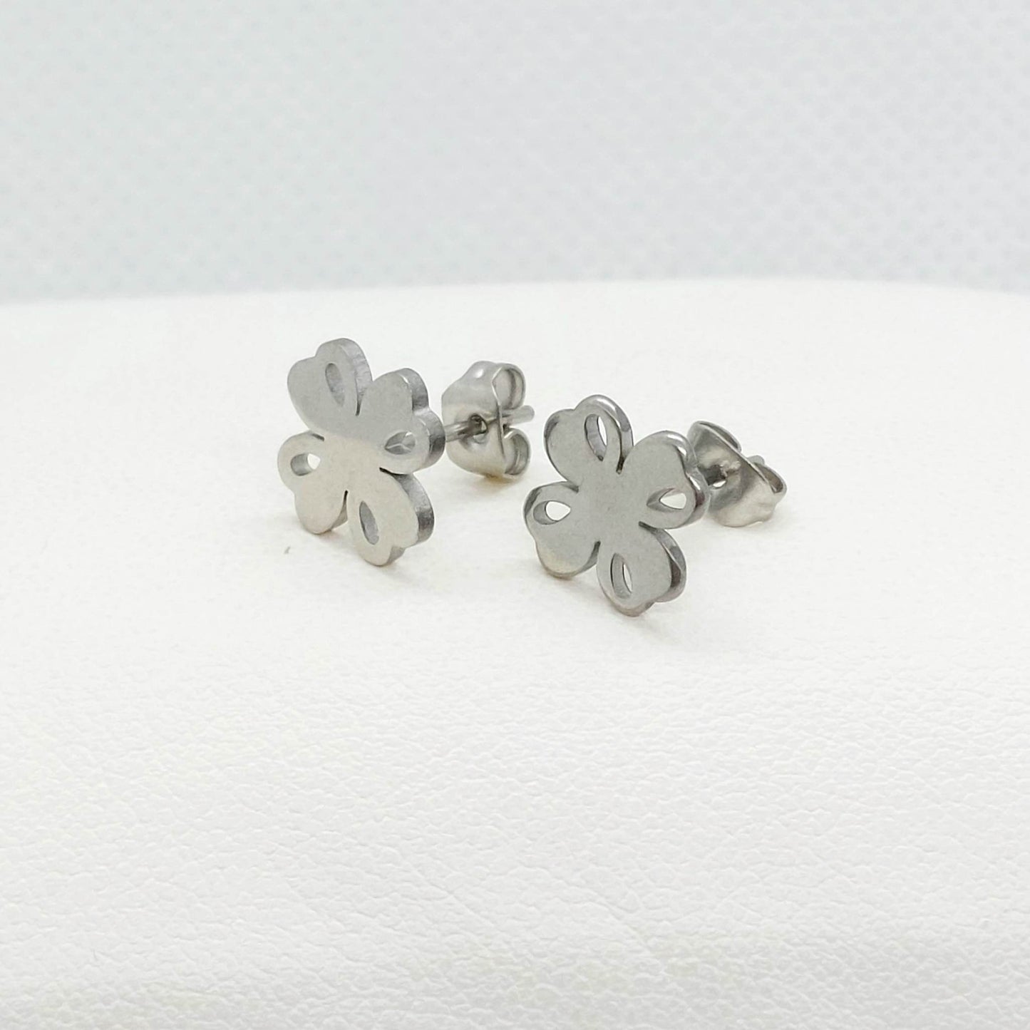Four Leaf Clover Stud Earrings in Stainless Steel