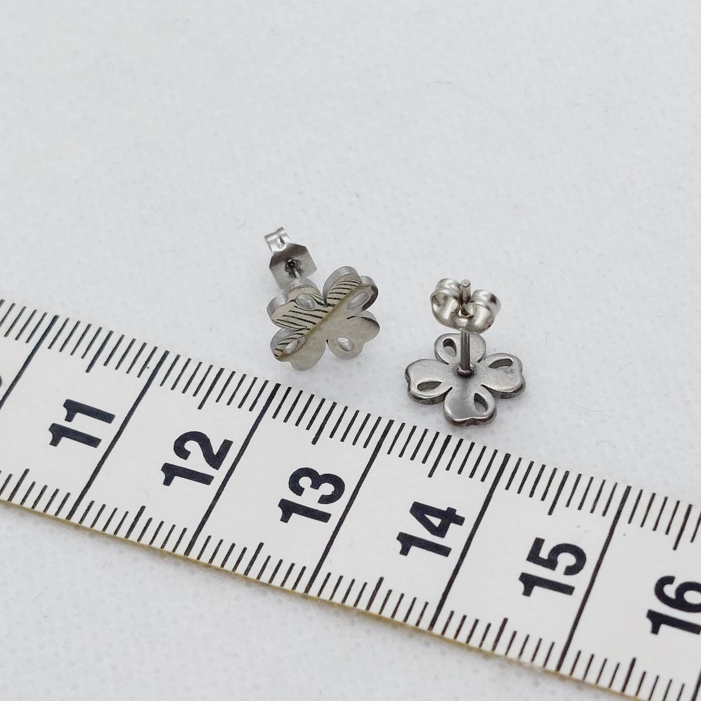 Four Leaf Clover Stud Earrings in Stainless Steel