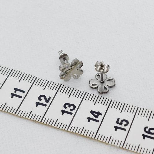 Four Leaf Clover Stud Earrings in Stainless Steel