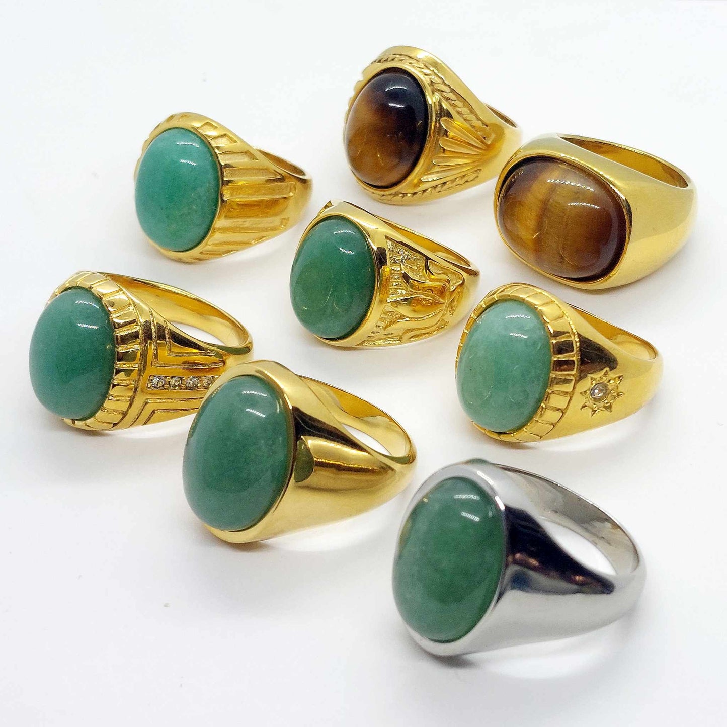 Natural Tiger Eye Ring in Stainless Steel