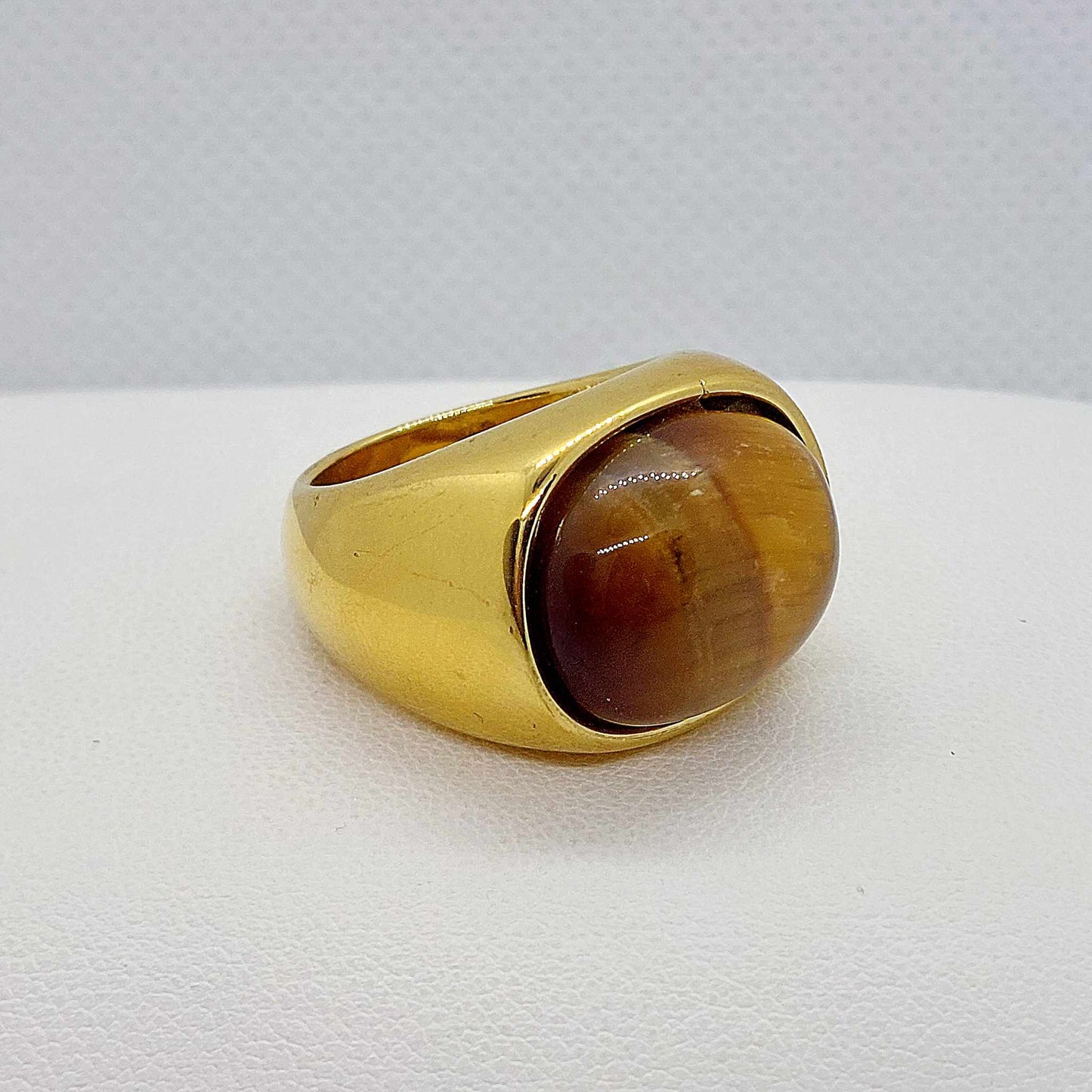 Natural Tiger Eye Ring in Stainless Steel