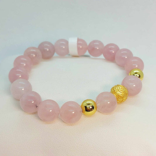 Natural Madagascar Rose Quartz Bracelet in 10mm Stones