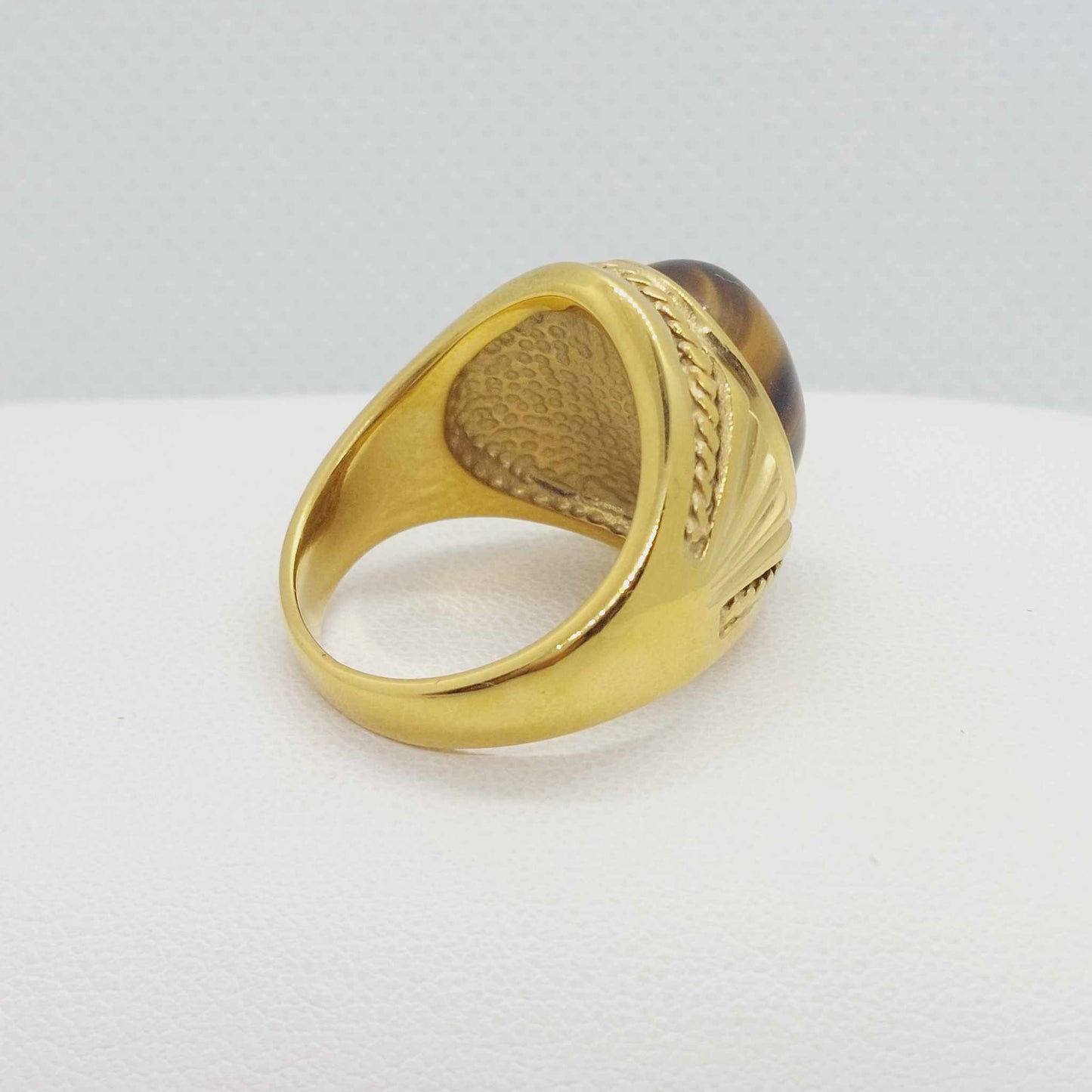 Natural Tiger Eye Ring in Stainless Steel
