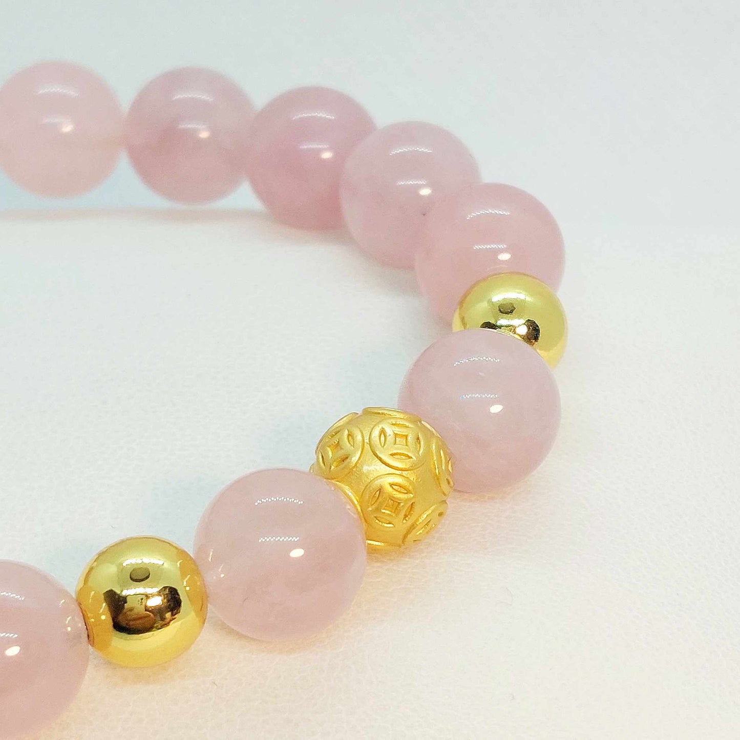 Natural Madagascar Rose Quartz Bracelet in 10mm Stones