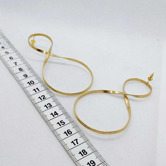 Extra Large Infinity Stud Earrings Stainless Steel Gold Plated