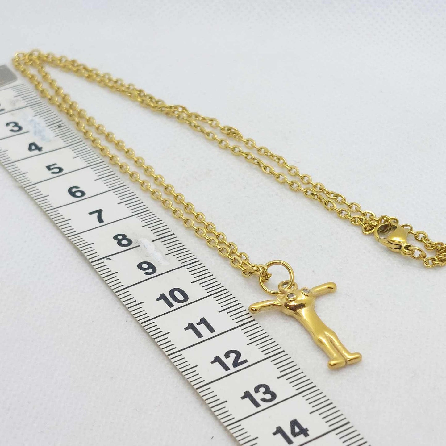 Initial T with Cute Cat Pendant with Stainless Steel Chain Necklace