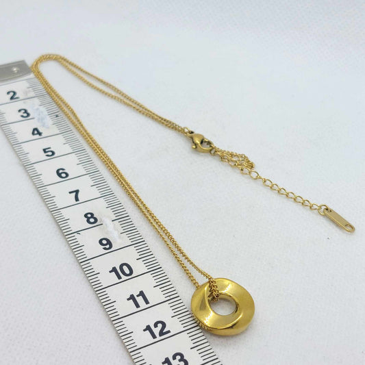 Twisted Circle Pendant with Stainless Steel Chain Necklace