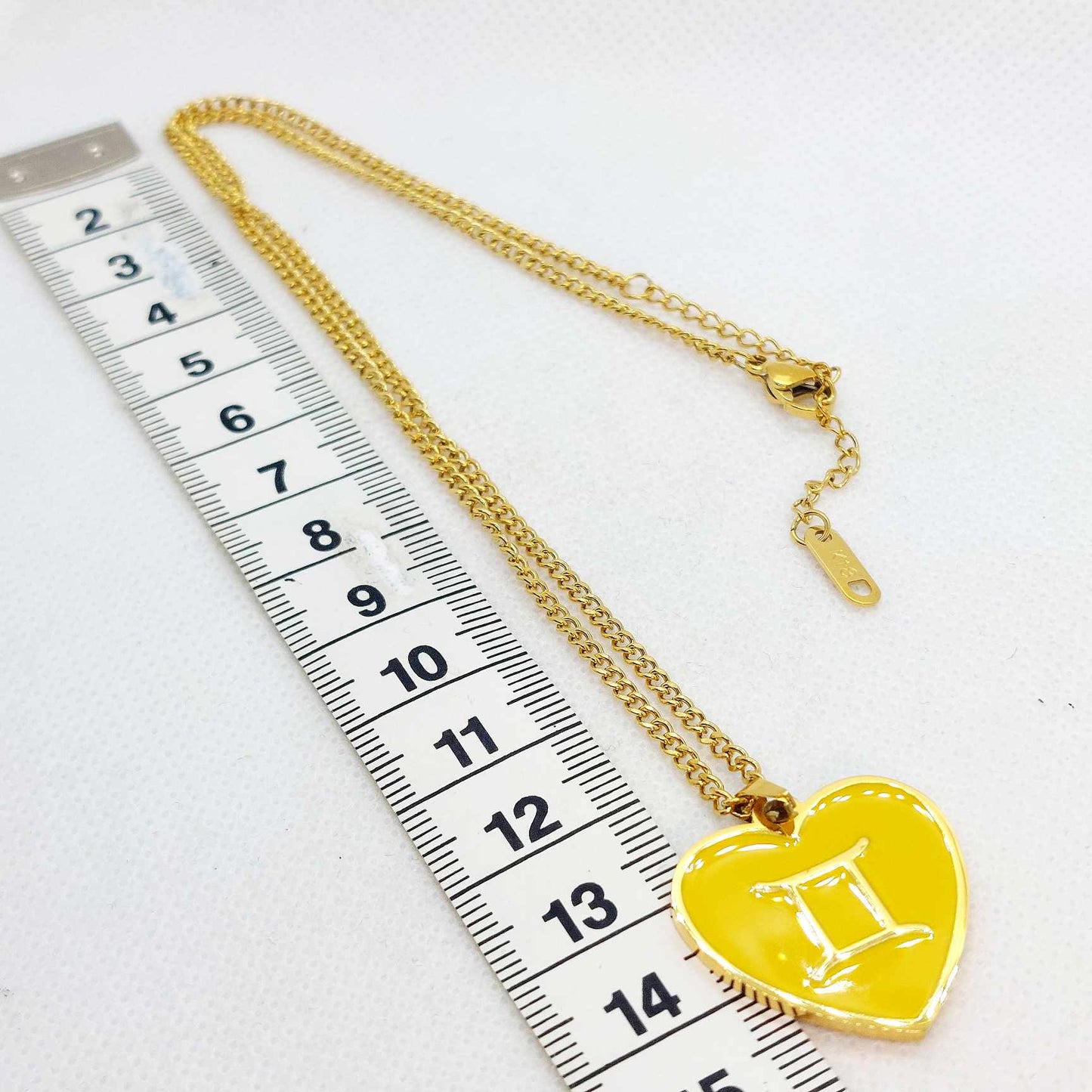 Gemini Star Symbol and Lucky Color Yellow Pendant with Stainless Steel Chain Necklace