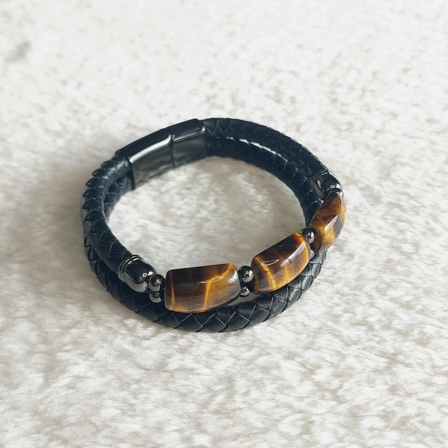 Tiger Eye with Leather Bracelets for Men
