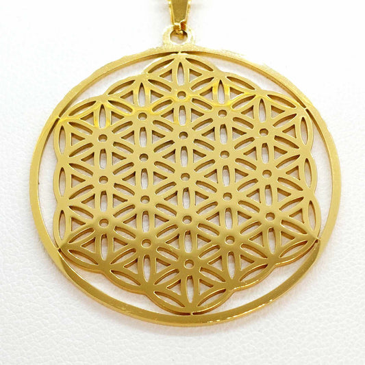 Flower of Life Pendant with Stainless Steel Chain Necklace