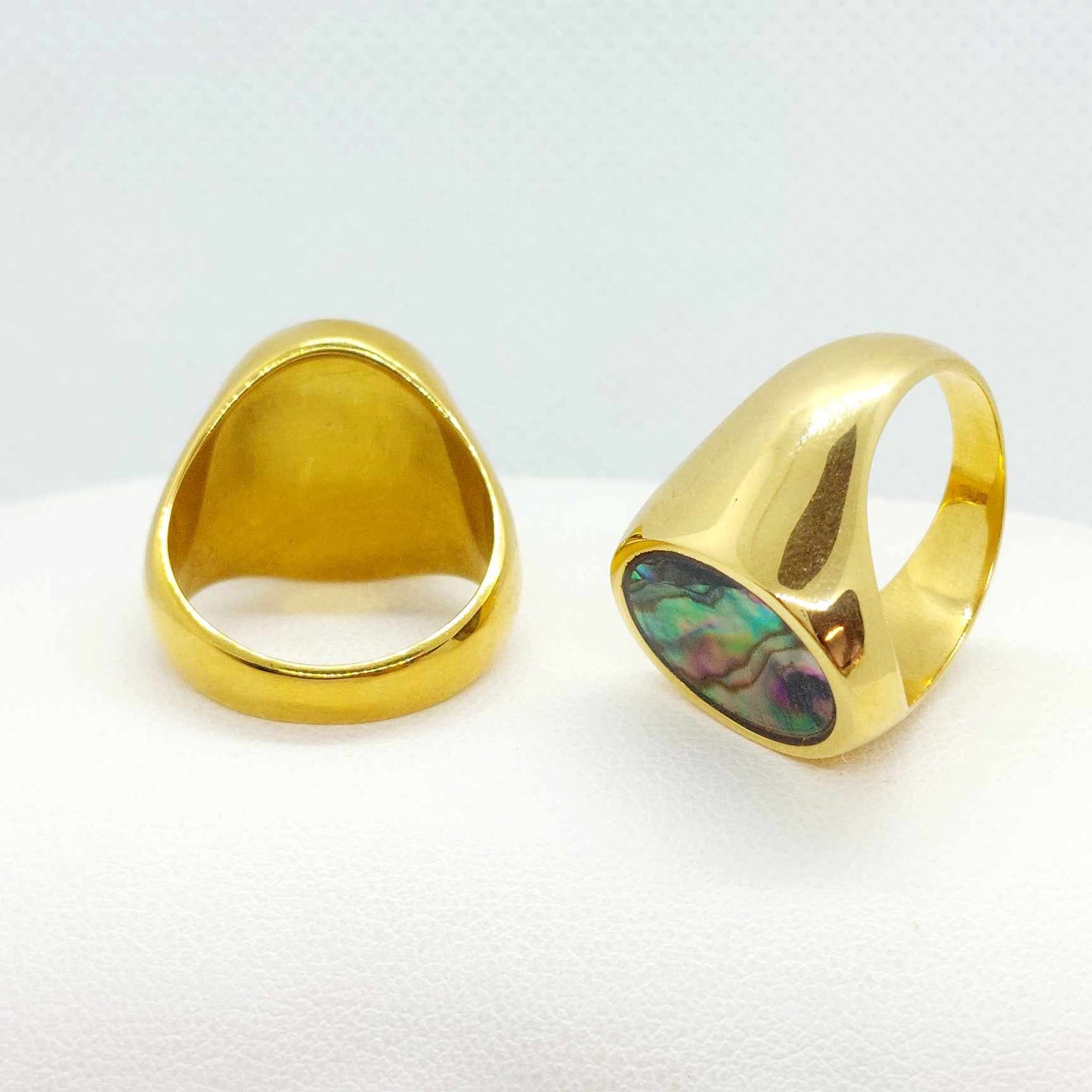 Natural Abalone Shell Ring in Stainless Steel Gold Plated