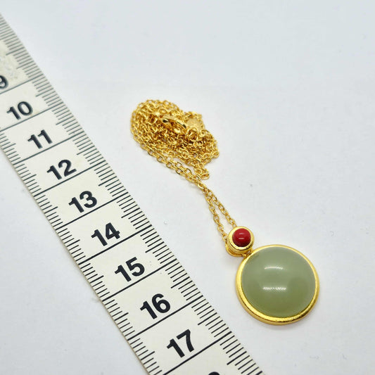 Natural Hetian Jade Pendant Silver Plated with Chain Necklace