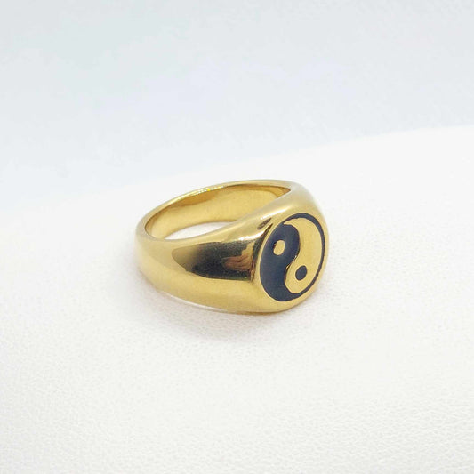 Yin Yang Ring in Gold Plated Stainless Steel