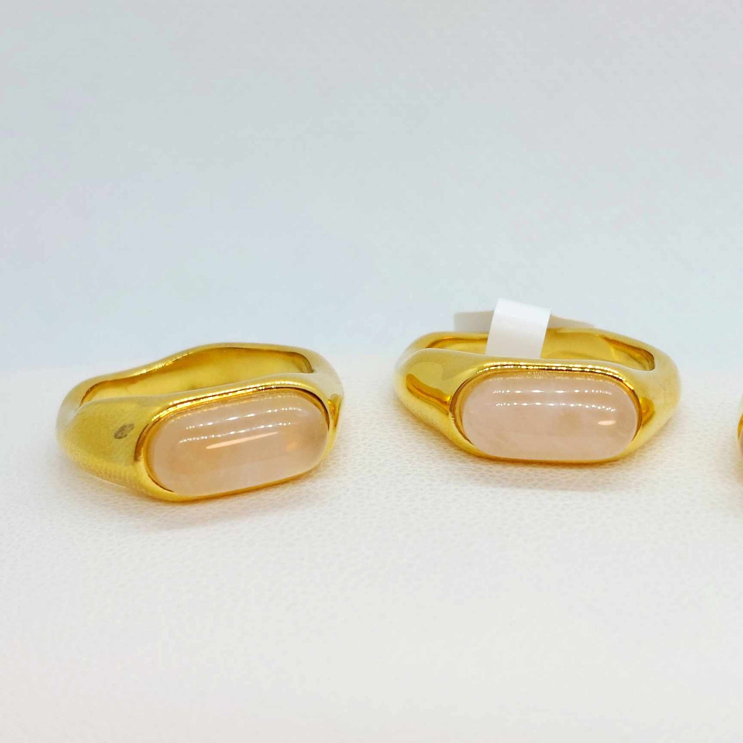Natural Rose Quartz Ring in Stainless Steel Gold Plated