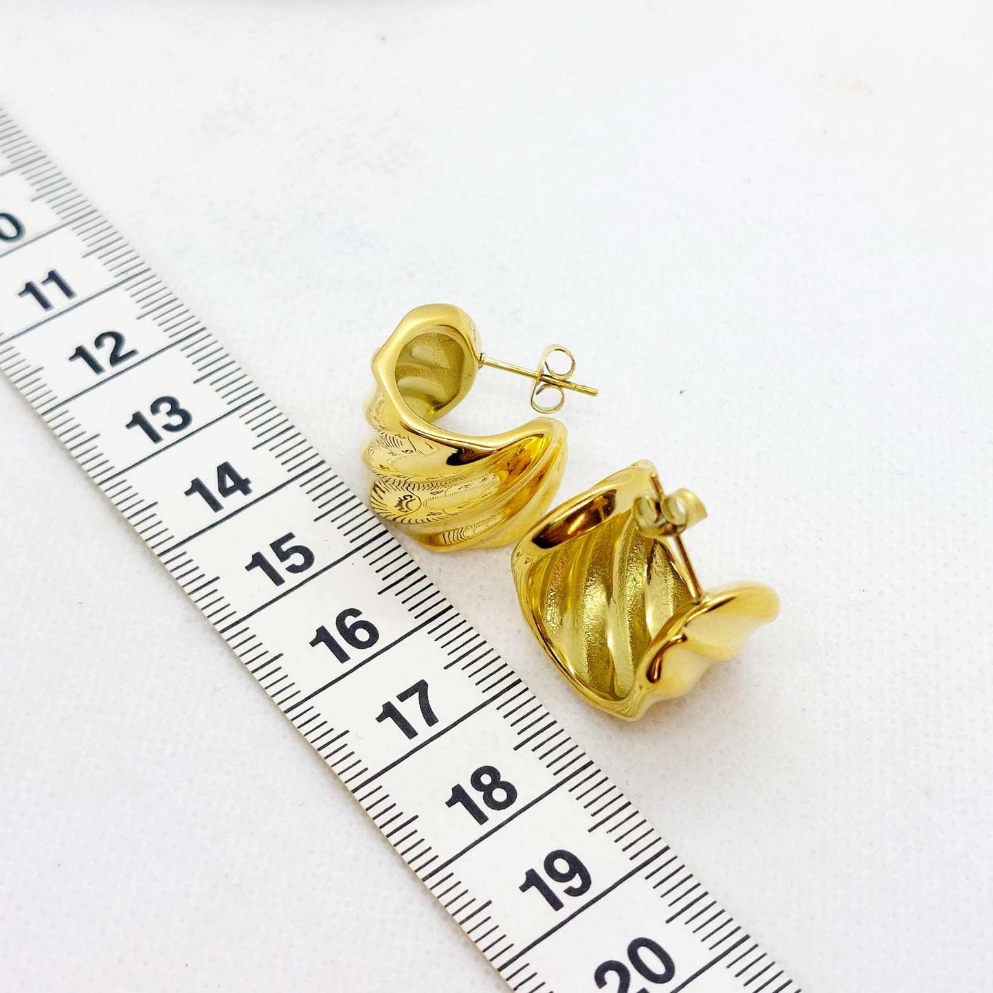 Twirly Looped stud Earrings in Stainless Steel Gold Plated