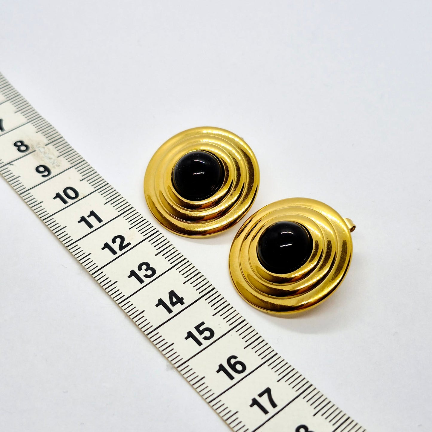 Natural Obsidian Earrings in Gold Plated Stainless Steel