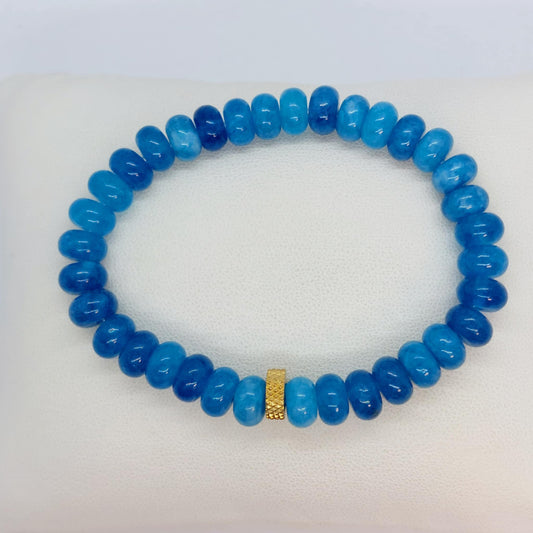 Natural Blue Apatite Bracelet with 8x5mm Stones