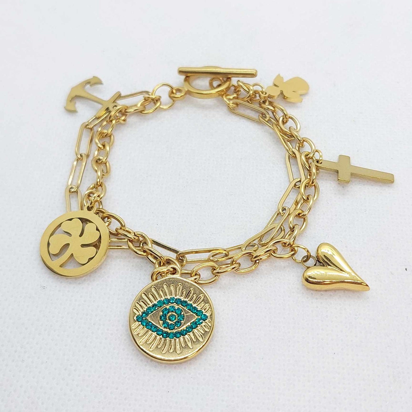 Lucky Charm Bracelet in Stainless Steel Gold Plated