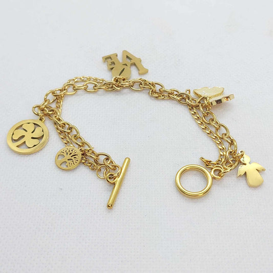 Lucky Charm Bracelet in Stainless Steel Gold Plated