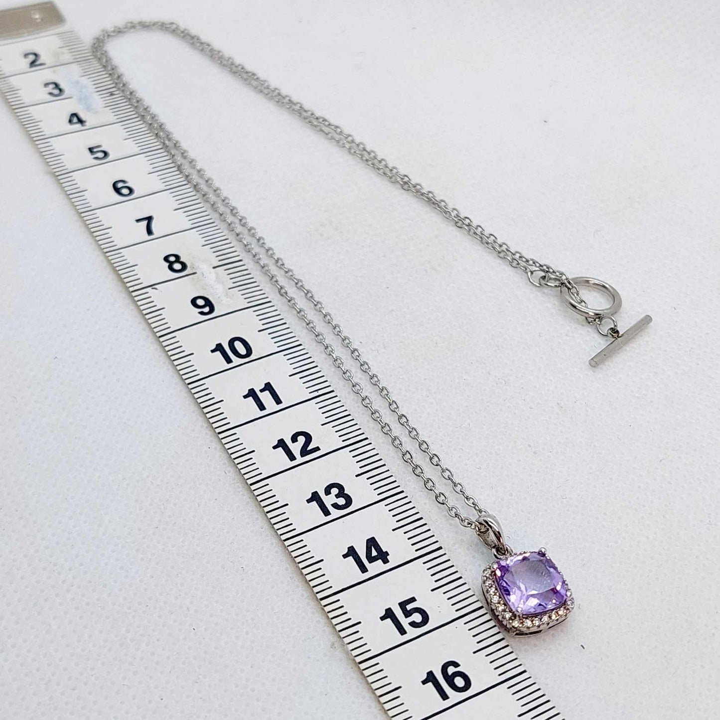 Natural Amethyst Pendant with Zircon with Stainless Steel Chain