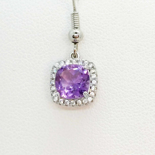 Natural Amethyst Drop Earrings in Sterling Silver