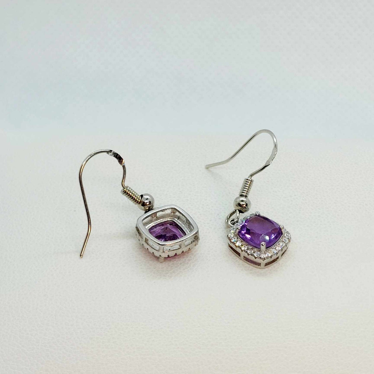 Natural Amethyst Drop Earrings in Sterling Silver