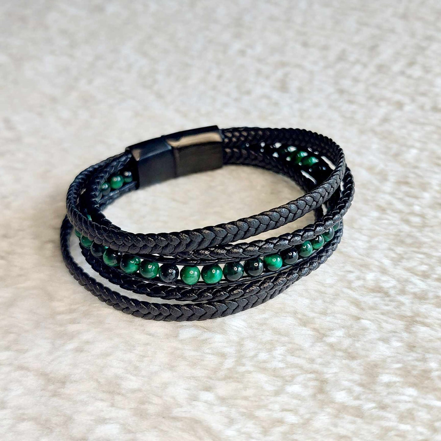Multi Strap with Tiger Eye Leather Bracelets for Men