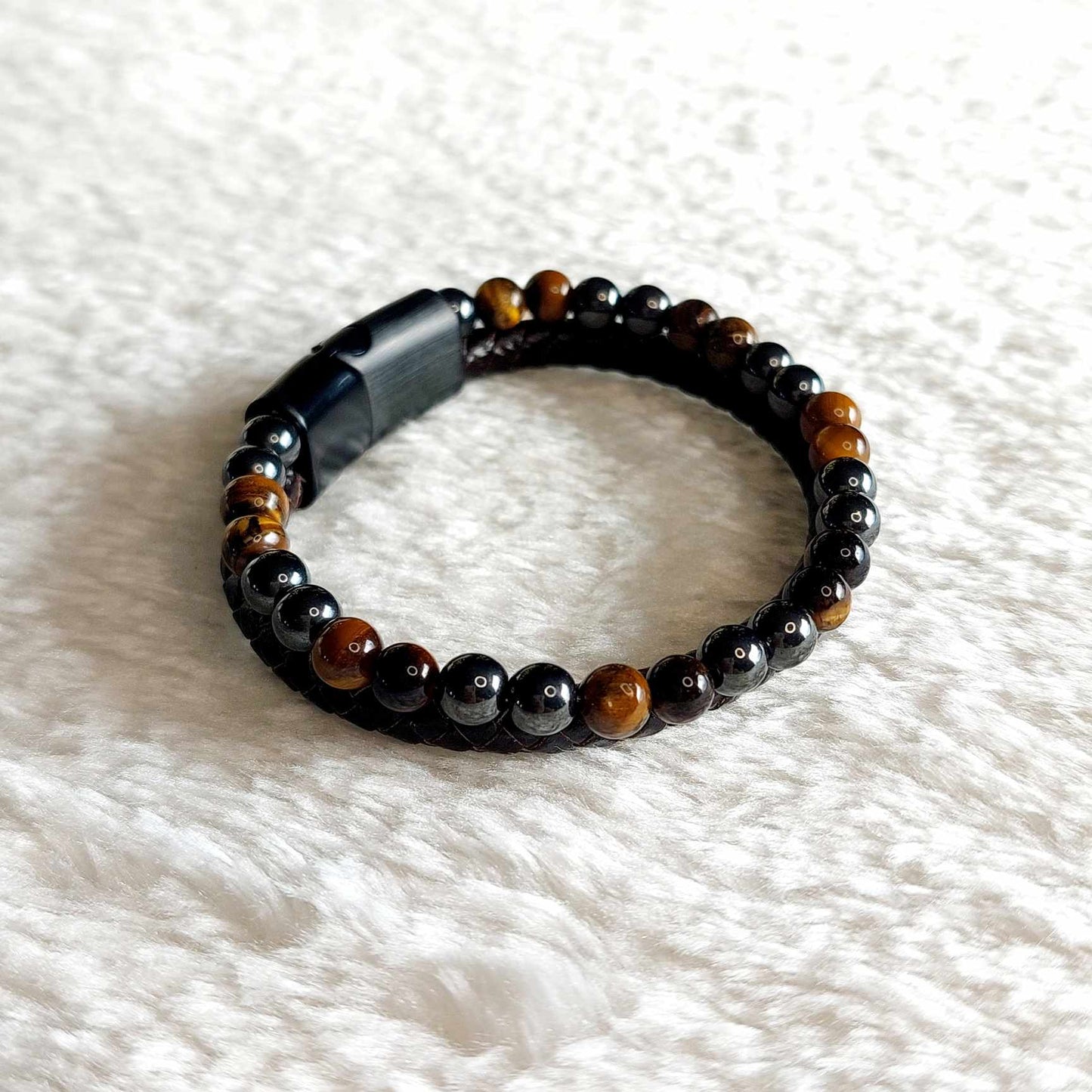 Multi Strap with Natural Stone Leather Bracelets for Men